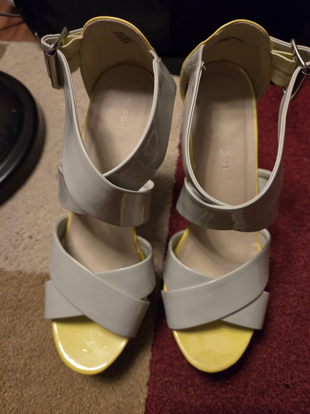 Madden Girl White Patent and Yellow Open-Toe Espadrille Sandals